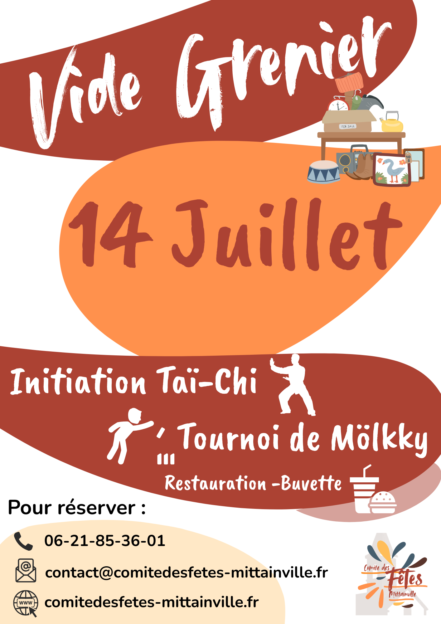 Affiche vide grenier route - 14 Juillet A3
